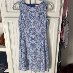 Blue floral lace overlay dress